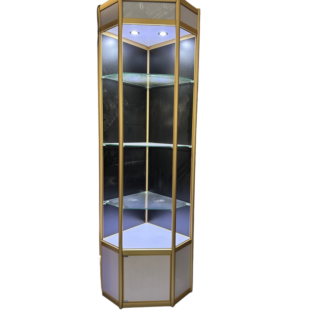 8 Feet Slat Wall Corner Display Gold