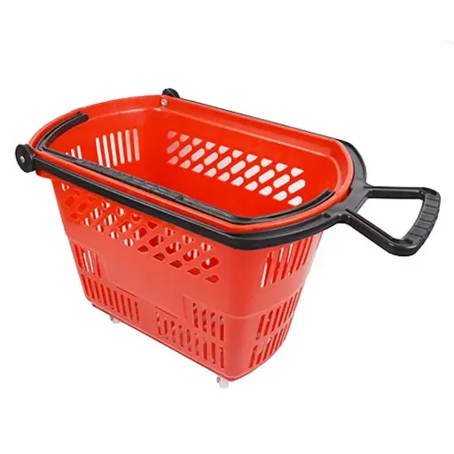 [RED-BSK-WTH-WHL] Red basket with wheels