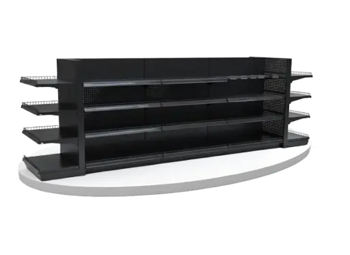 [TEMP-0089] Metal Aisle Gondola 4 Layers Black
